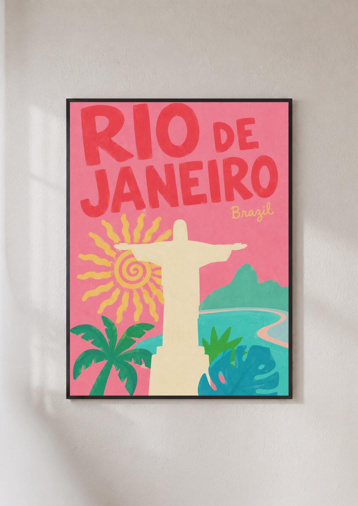 Rio de Janeiro Brazil Christ the Redeemer Tropical Travel Poster