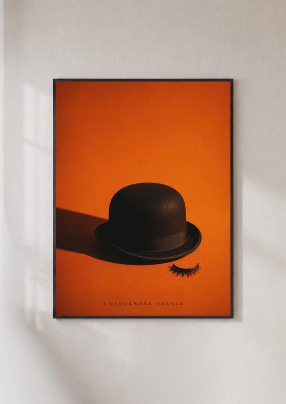 A Clockwork Orange Minimalist Movie Poster Bowler Hat Film Print Kubrick Wall Art