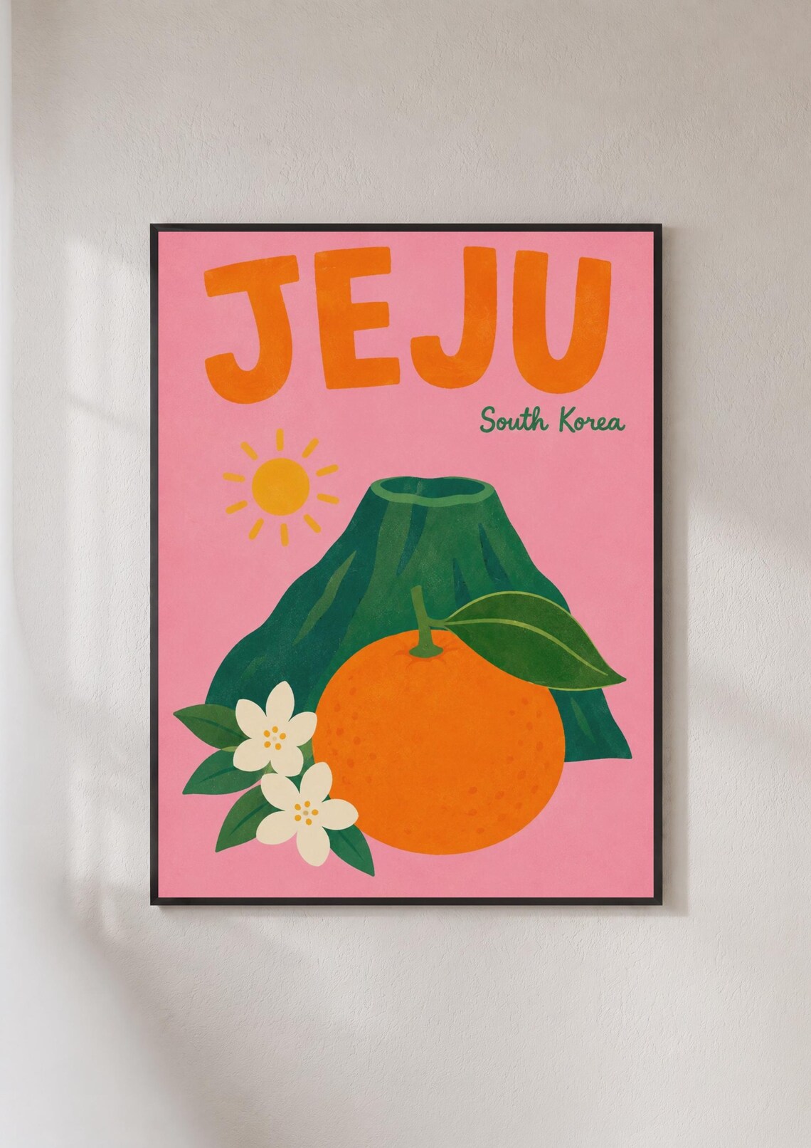 Jeju Island South Korea Tangerine Volcano Travel Sunlit Poster
