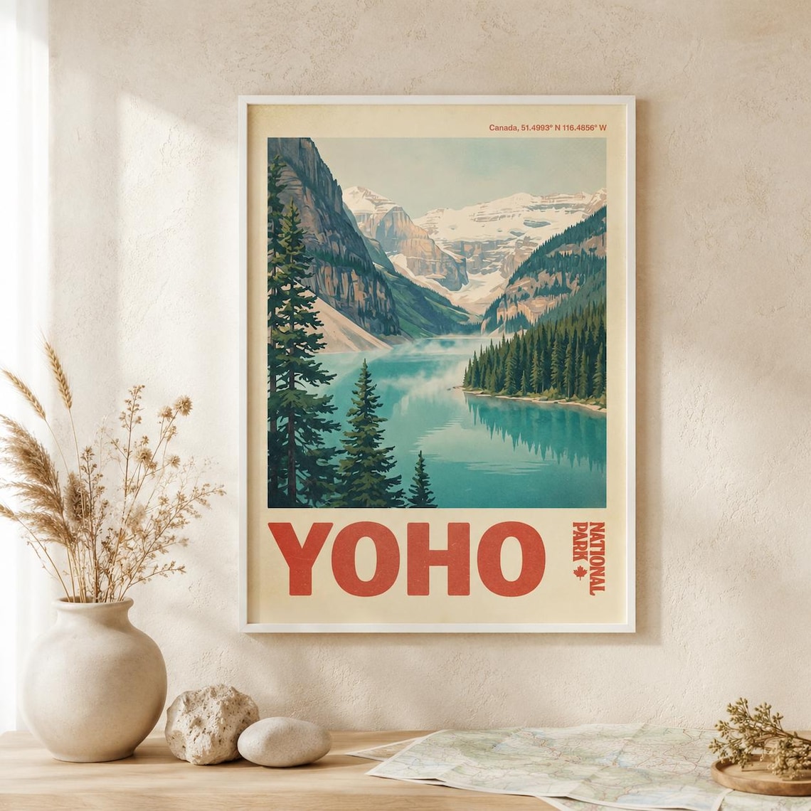 Yoho National Park Canada Turquoise Lake Snowy Peaks Travel Poster