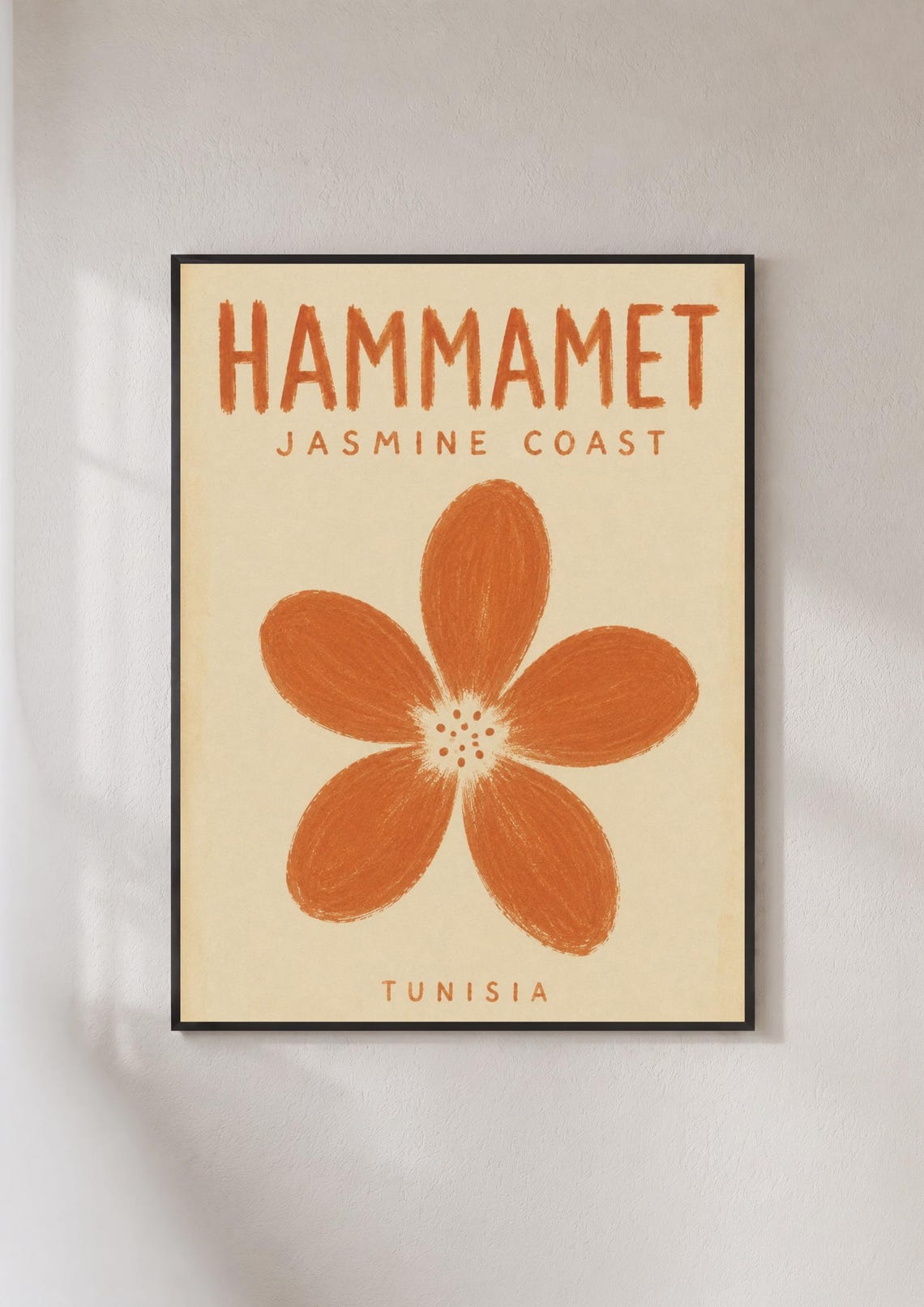 Hammamet Tunisia Jasmine Coast Bloom Flower Vintage Travel Poster