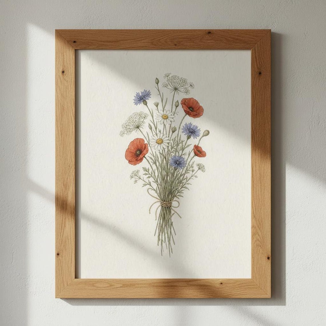 Cottage Garden Wildflower Bouquet Poppy Daisy Meadow Art Poster