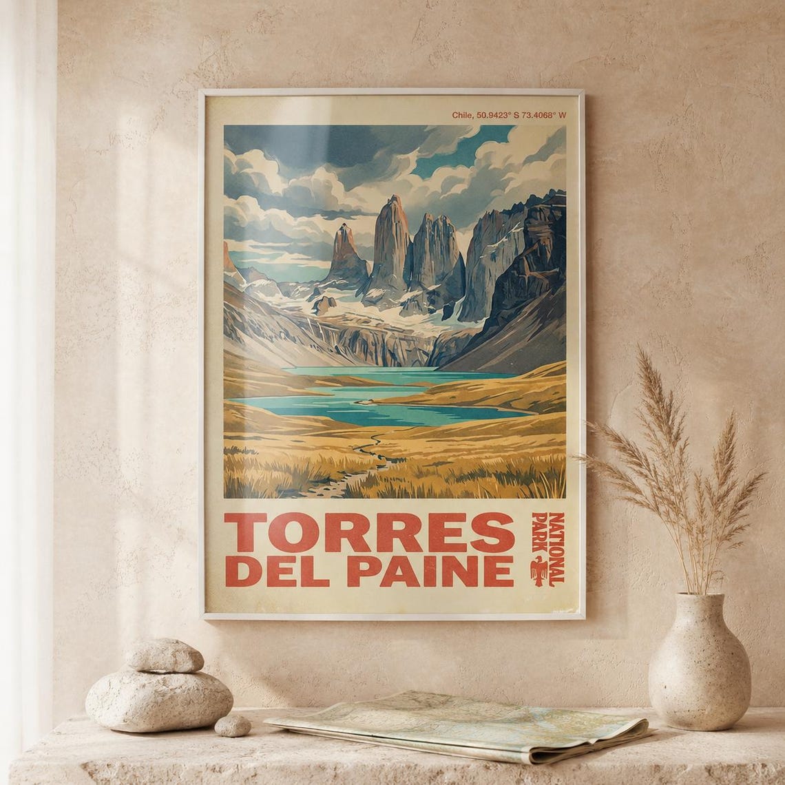 Torres del Paine National Park Chile Granite Towers Travel Poster