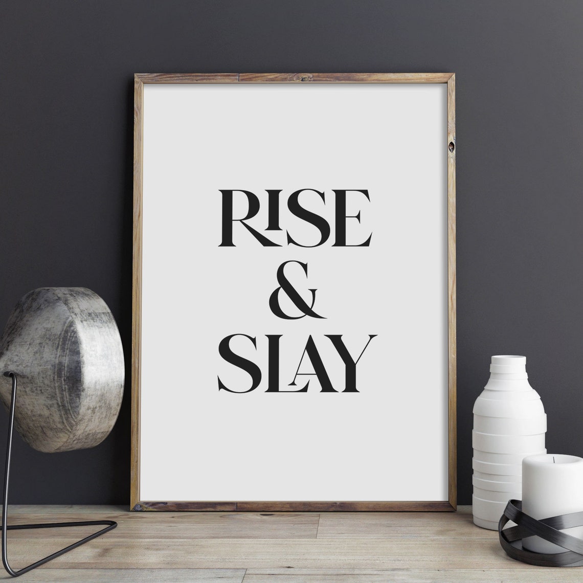 Rise And Slay Boss Babe Quote Poster Office Motivational Decor - Image 3