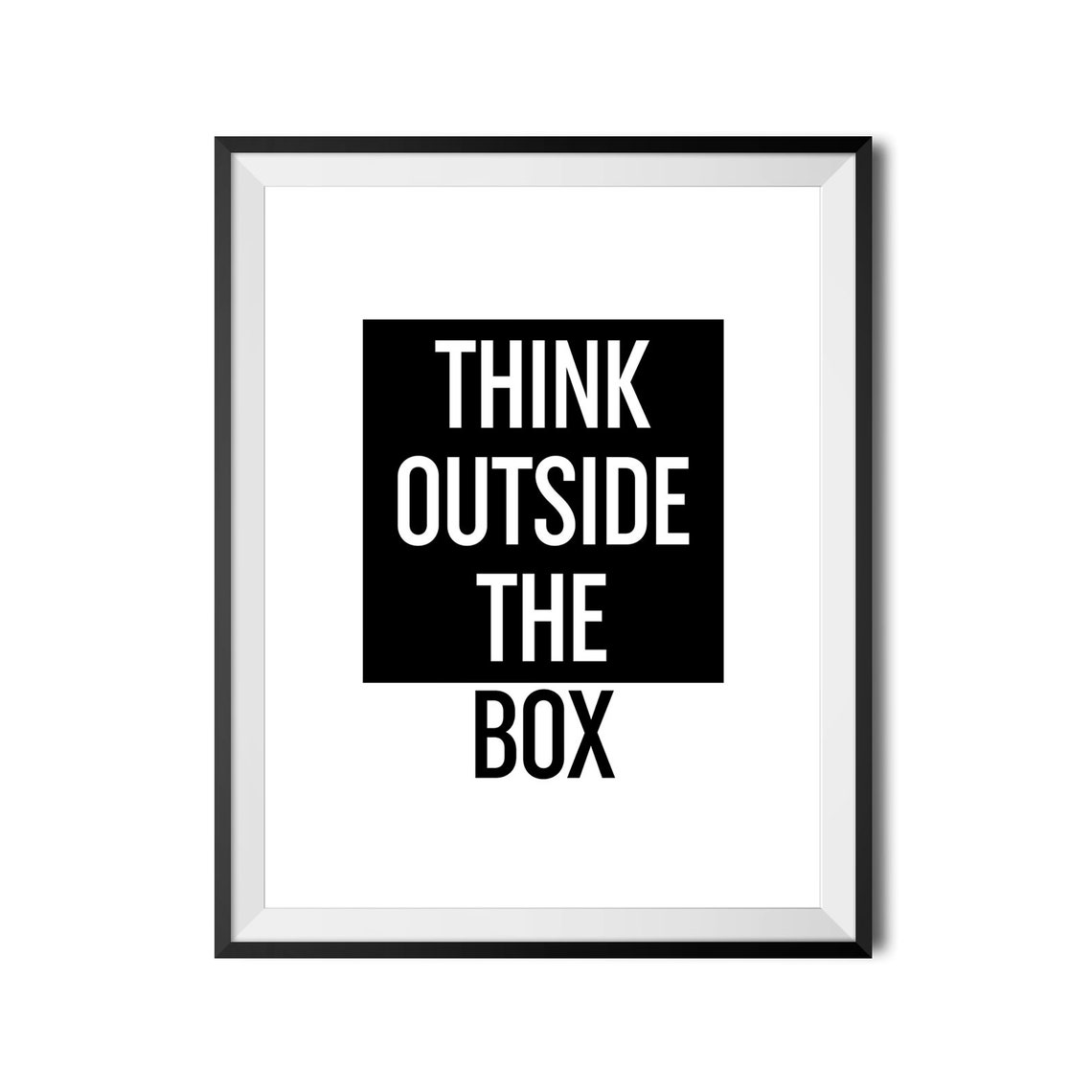 Think Outside The Box Bold Black White Office Motivation Poster - Image 4