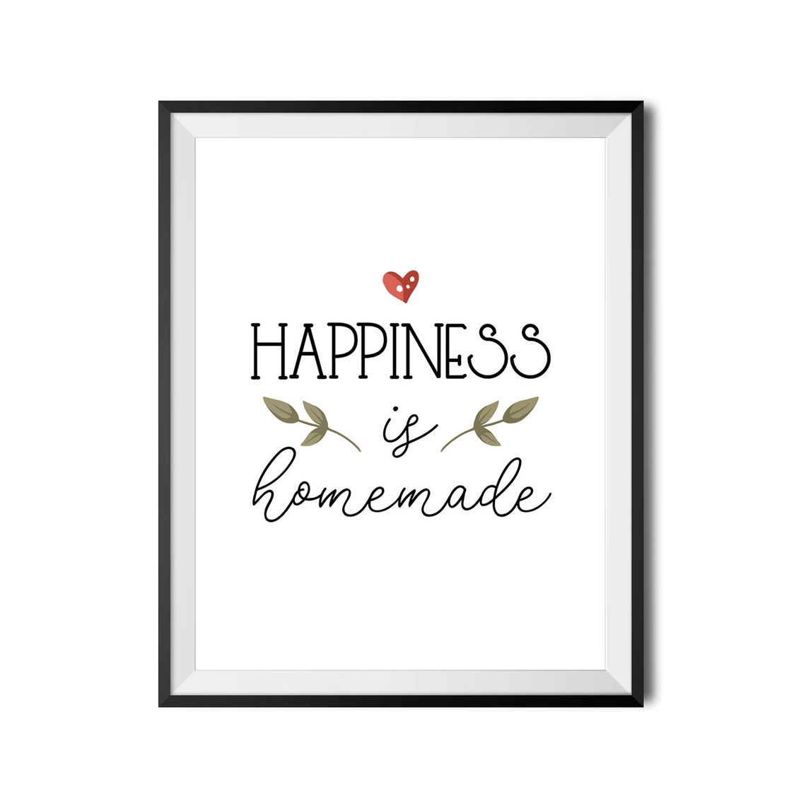 Happiness Is Homemade Heart Leaf Farmhouse Decor Quote Poster - Image 4