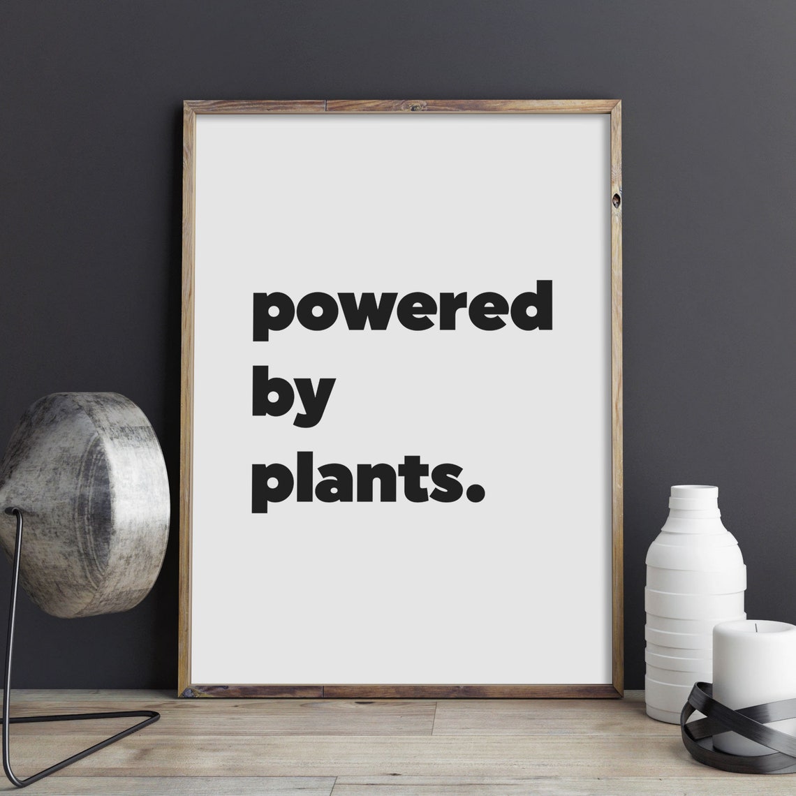 Powered by Plants Funny Vegan Quote Minimalist Typography Poster - Image 3
