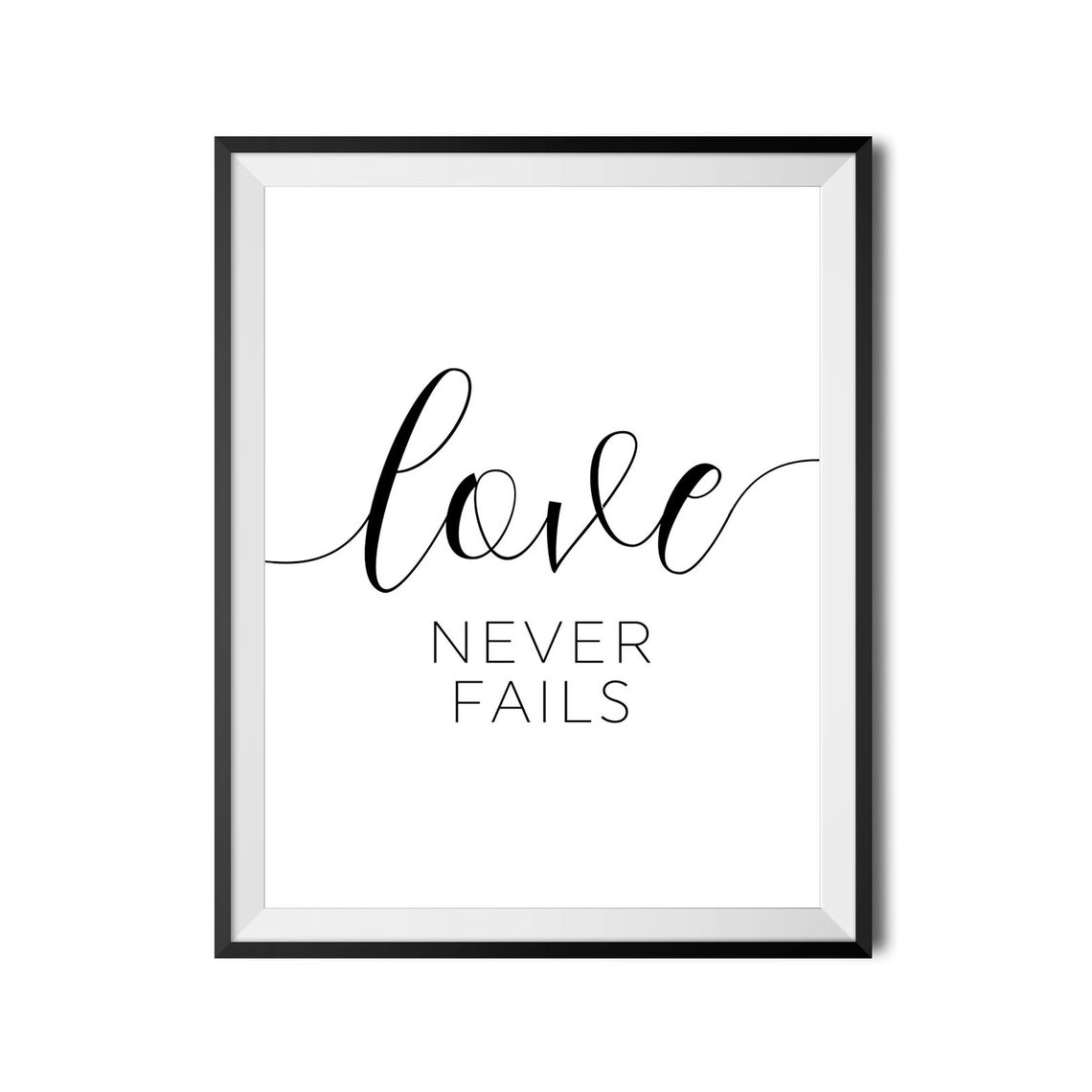 Love Never Fails Script Wedding Anniversary Quote Home Decor Poster - Image 3