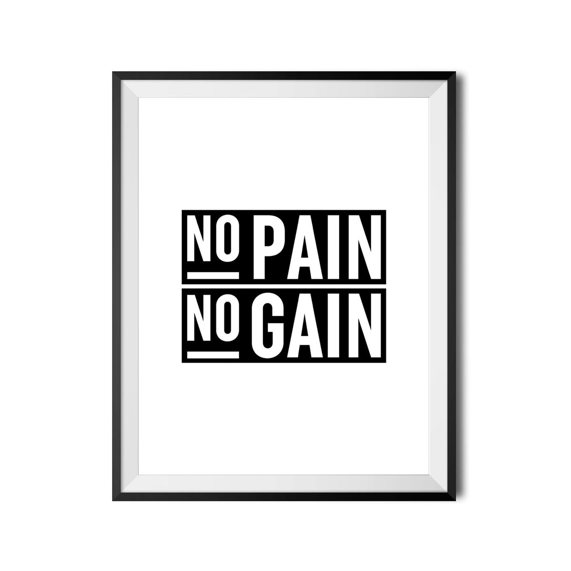No Pain No Gain Bold Block Letter Fitness Gym Quote Motivational Poster - Image 4