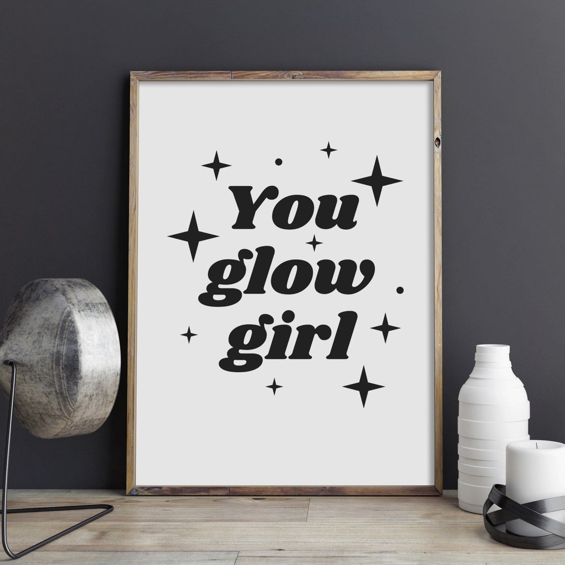 You Glow Girl Print Motivational Poster Women Empowerment Sign Inspirational Quote Print Feminist Wall Art Instant - Image 2