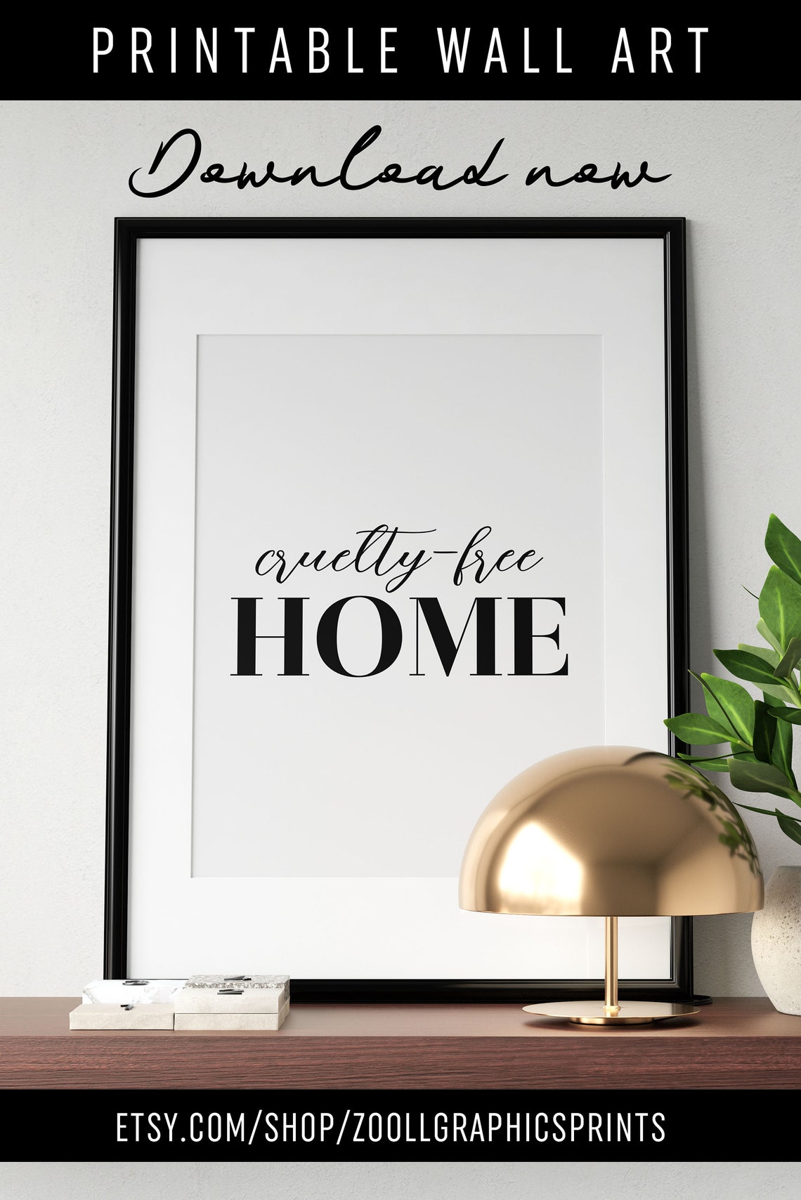 Cruelty Free Home Elegant Script Vegan Typography Wall Poster - Image 2