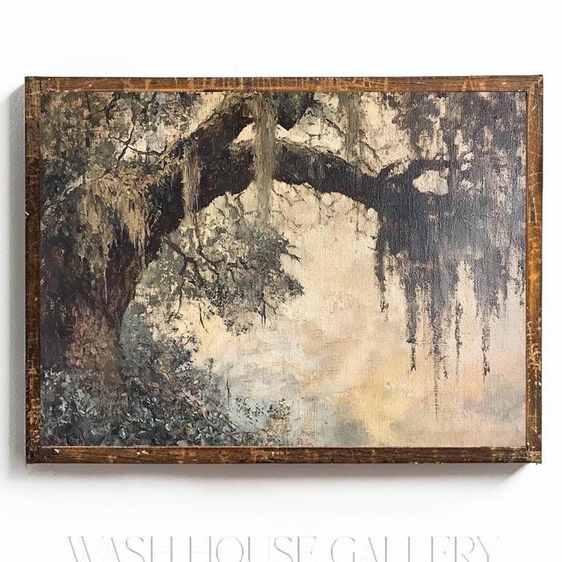 Live Oak Branch Heavy with Spanish Moss Vintage Painting Poster