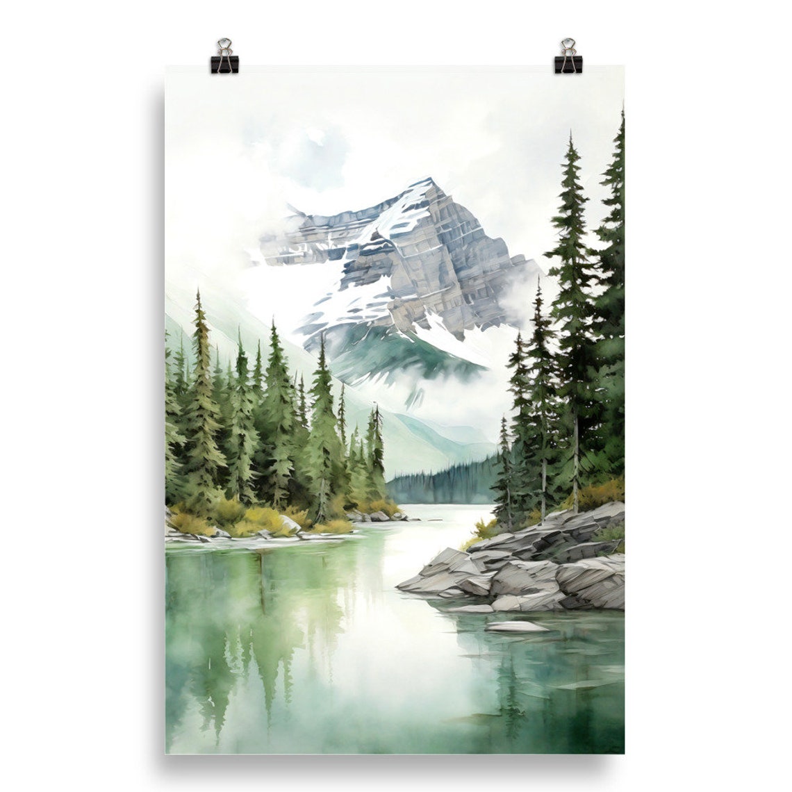 Banff National Park Emerald Lake Snowy Peak Pine Forest Poster - Image 5