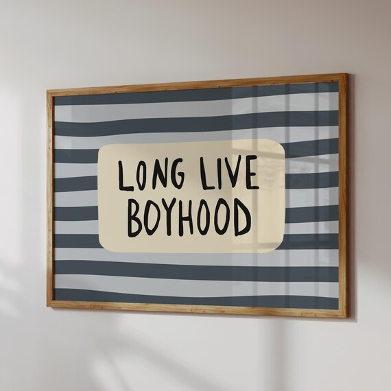 Long Live Boyhood Print Bold Modern Poster Boys Room Wall Art Digital Download Horizontal