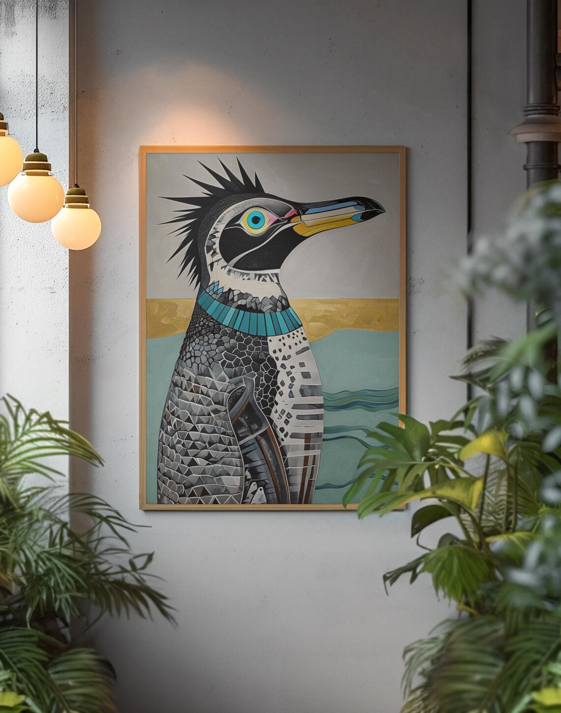 Surreal Penguin Art Print Abstract Bird Poster