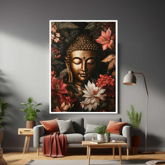 Colorful Buddha Buddhism Modern Canvas Wall Art Print Ready To Hang Gift For Office Home Mom Dad