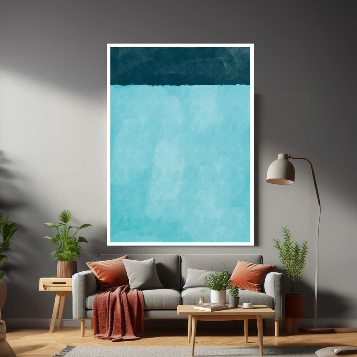 Rothko Inspired Abstract Color Field Teal Aqua Watercolor Wall Poster