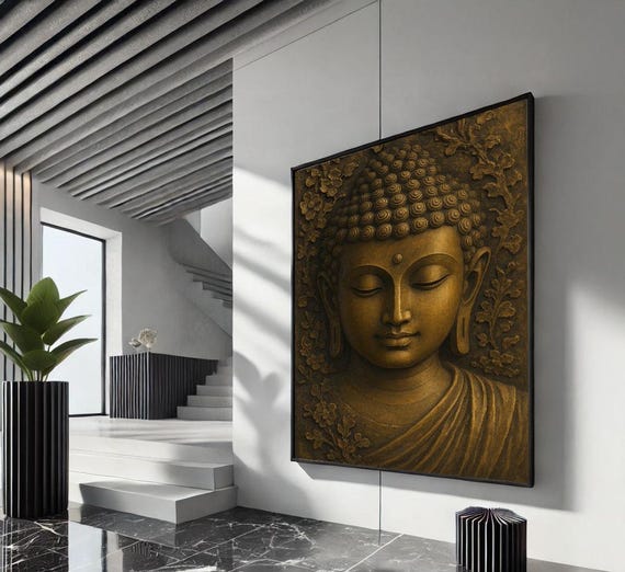 Peaceful Buddha Meditation Canvas Wall Art Print Zen Spiritual Living Room Decor Statement Piece