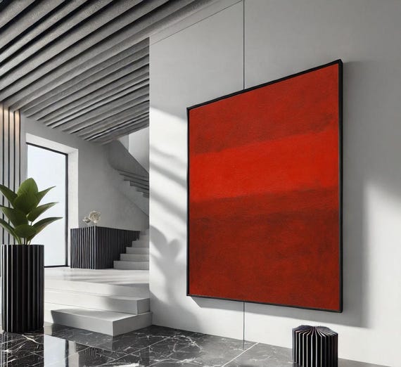 Bold Red Rothko Style Color Field Canvas Wall Art Print Modern Living Room Decor Statement Piece