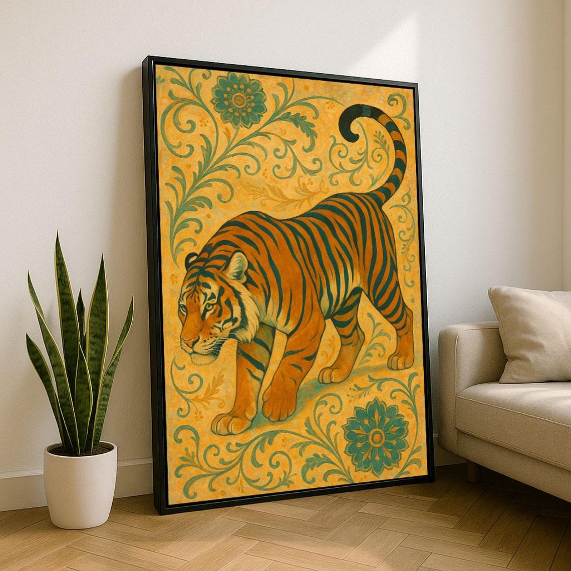 Majestic Tiger Canvas Wall Art Print Boho Orange Living Room Decor Statement Piece