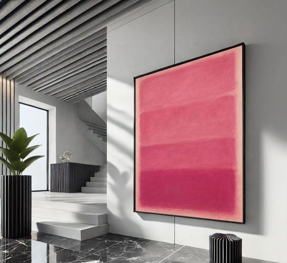 Bold Pink Rothko Style Color Field Canvas Wall Art Print Modern Living Room Decor Statement Piece