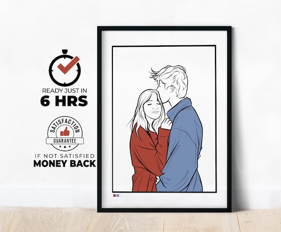Custom One Line Drawing Portrait From Picture Couple Faceless Portrait Line Art Portrait Pet Lover Gifts Outline Portrait Bff