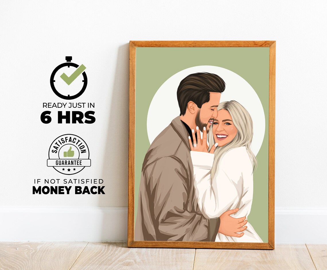 Custom Faceless Portrait, Unique Engagement Gift