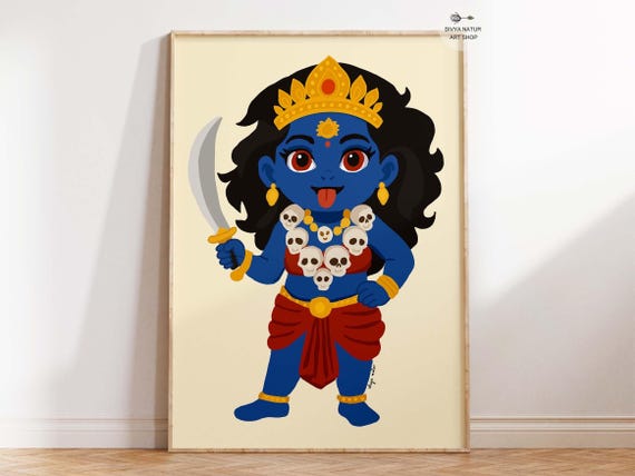Baby Kali Goddess Painting Hindu Divine Artwork Spiritual Wall Decor God Art Powerful Feminine Energy Gift