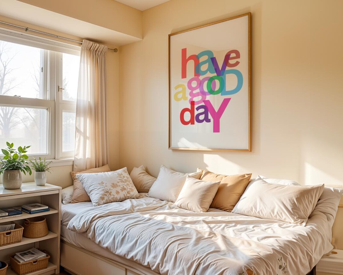 Have A Good Day Colorful Retro Typography Bedroom Quote Poster