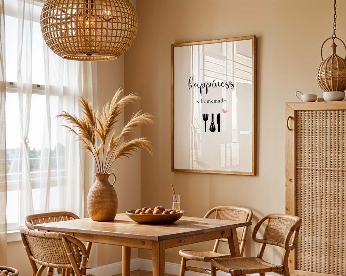 Happiness Is Homemade Minimalist Black And White Kitchen Poster - Image 6