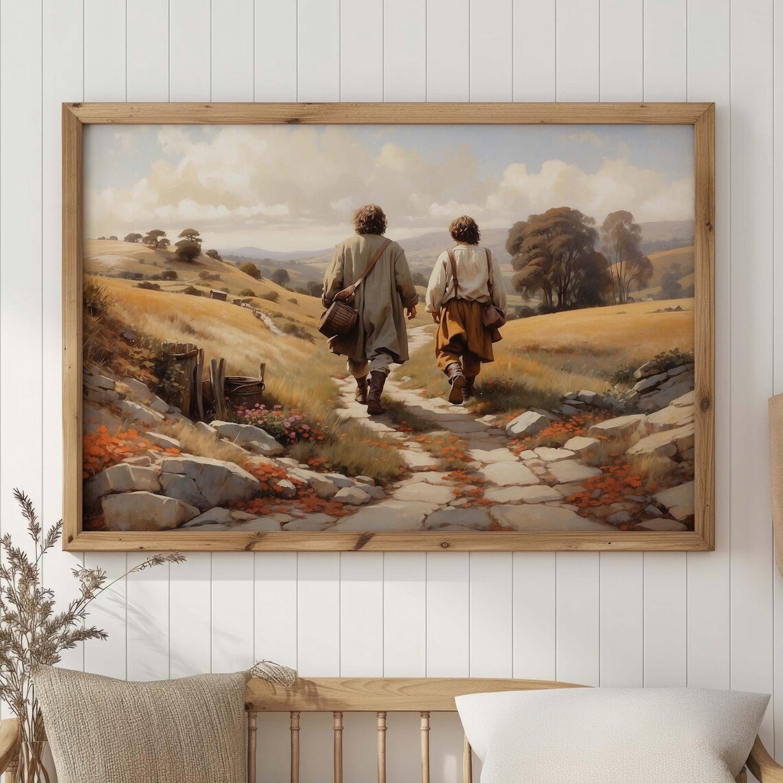 Two Hobbits Leaving The Shire Fantasy Adventure Oil Painting Poster