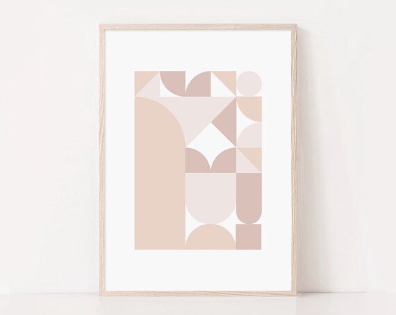 Geometric Pastel Print Modern Abstract Art Pink Beige Mid Century Print Abstract Wall Art Minimalist Print Living Room Wall Art