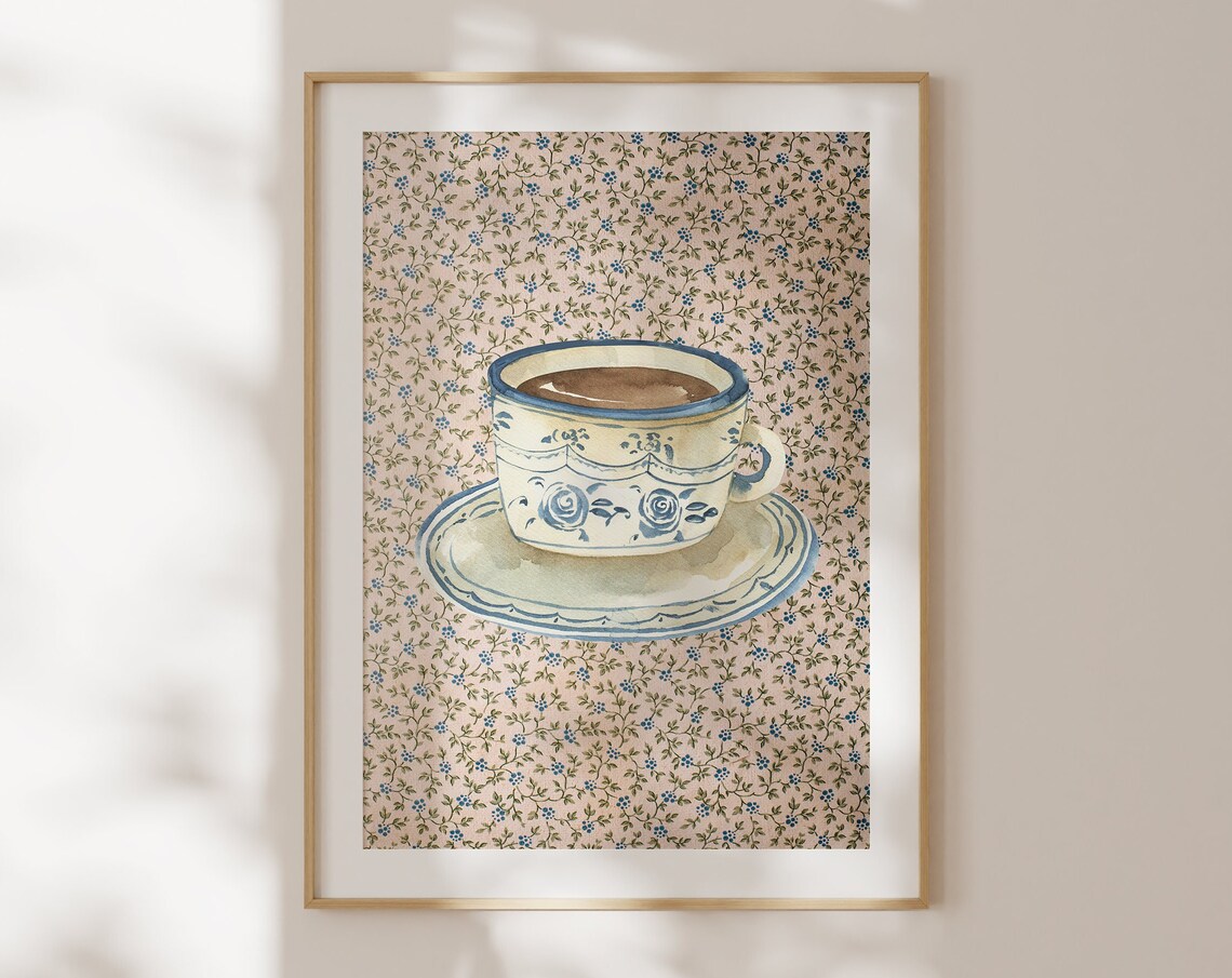 Coffee With Grandma Vintage Cottagecore Art Print - Image 2