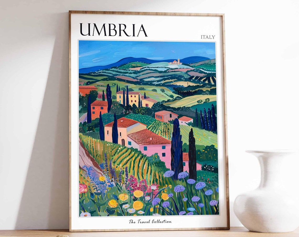 Umbria Poster Umbria Travel Print Italy Wall Art Italian Travel Print Italian Decor Italian Gift Umbria Wall Art