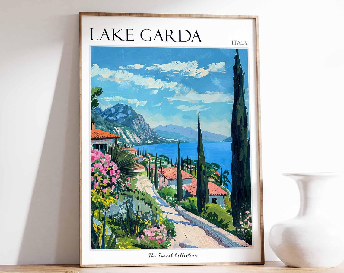 Lake Garda Poster Lake Garda Travel Print Italy Wall Art Italian Travel Print Italian Decor Italian Gift Lake Garda Wall Art