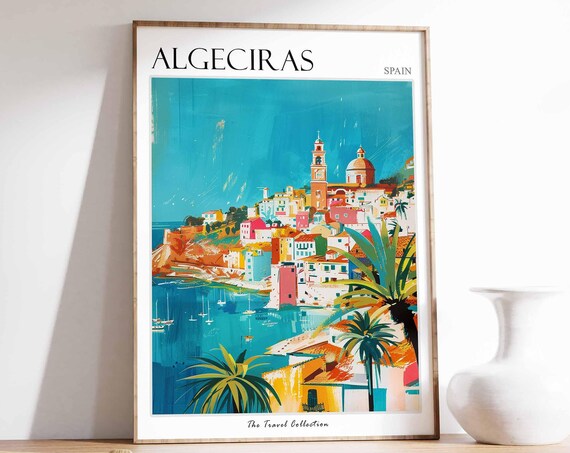 Algeciras Poster Algeciras Travel Print Spain Wall Art Spanish Travel Print Tropical Decor Algeciras Gift Algeciras Travel Poster
