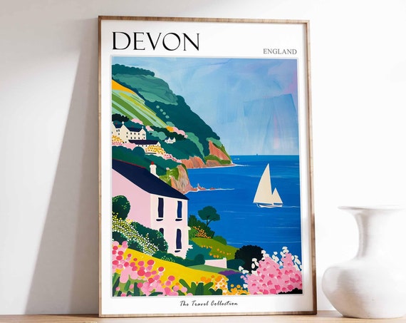 Devon Poster England Travel Print Devon Travel Art Devon Wall Art England Travel Devon Home Decor Devon Travel Gift