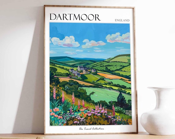 Dartmoor Poster England Travel Print Dartmoor Travel Art Dartmoor Wall Art England Travel Dartmoor Home Decor Dartmoor Travel Gift