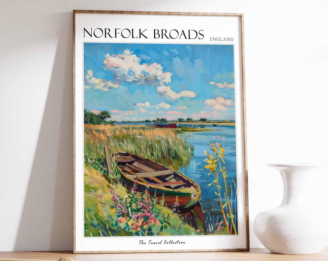 Norfolk Broads Poster England Travel Poster Countryside Poster English Countryside Norfolk Broads Travel Print Countryside Travel Print