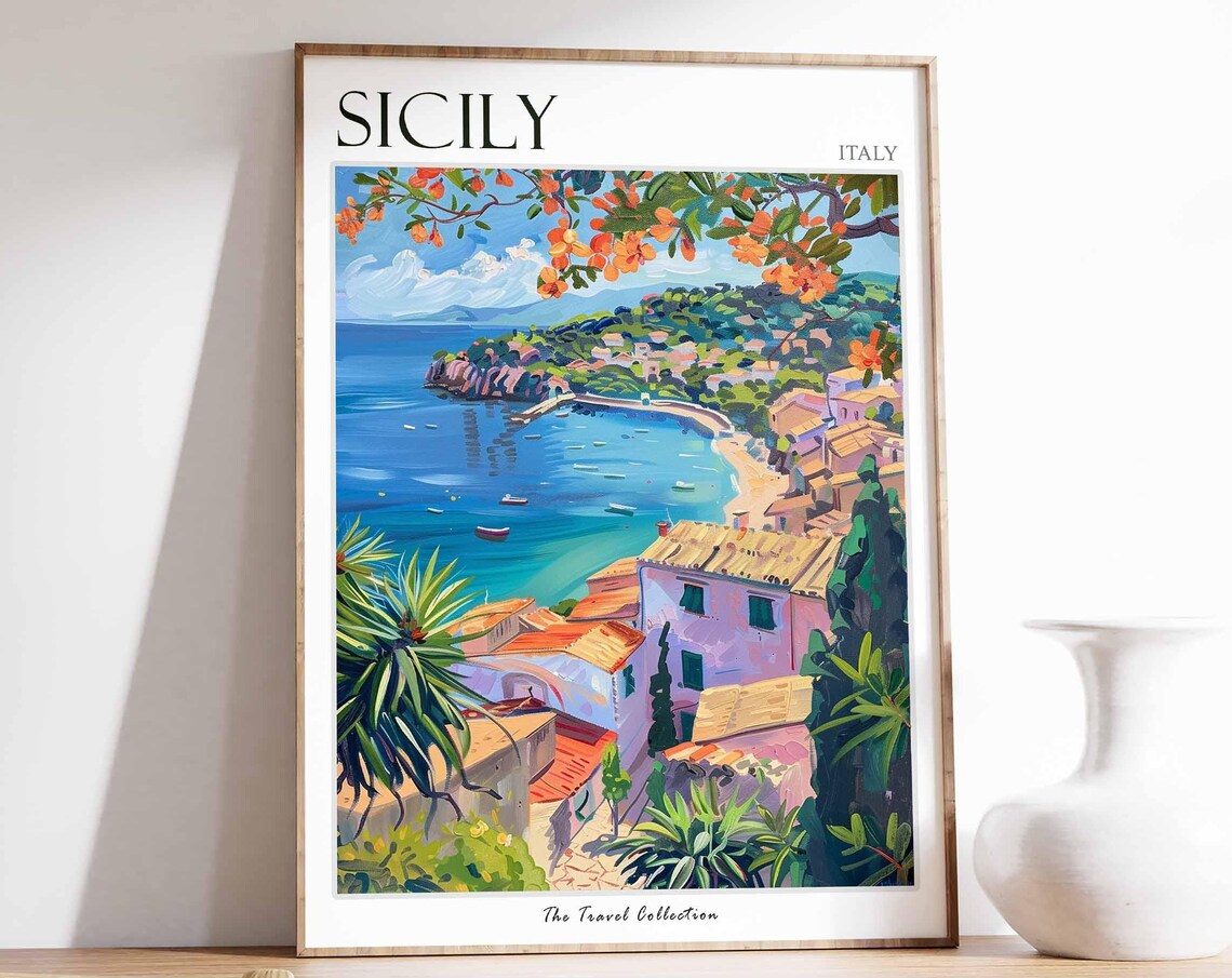 Sicily Travel Poster, Italian Decor Art Print