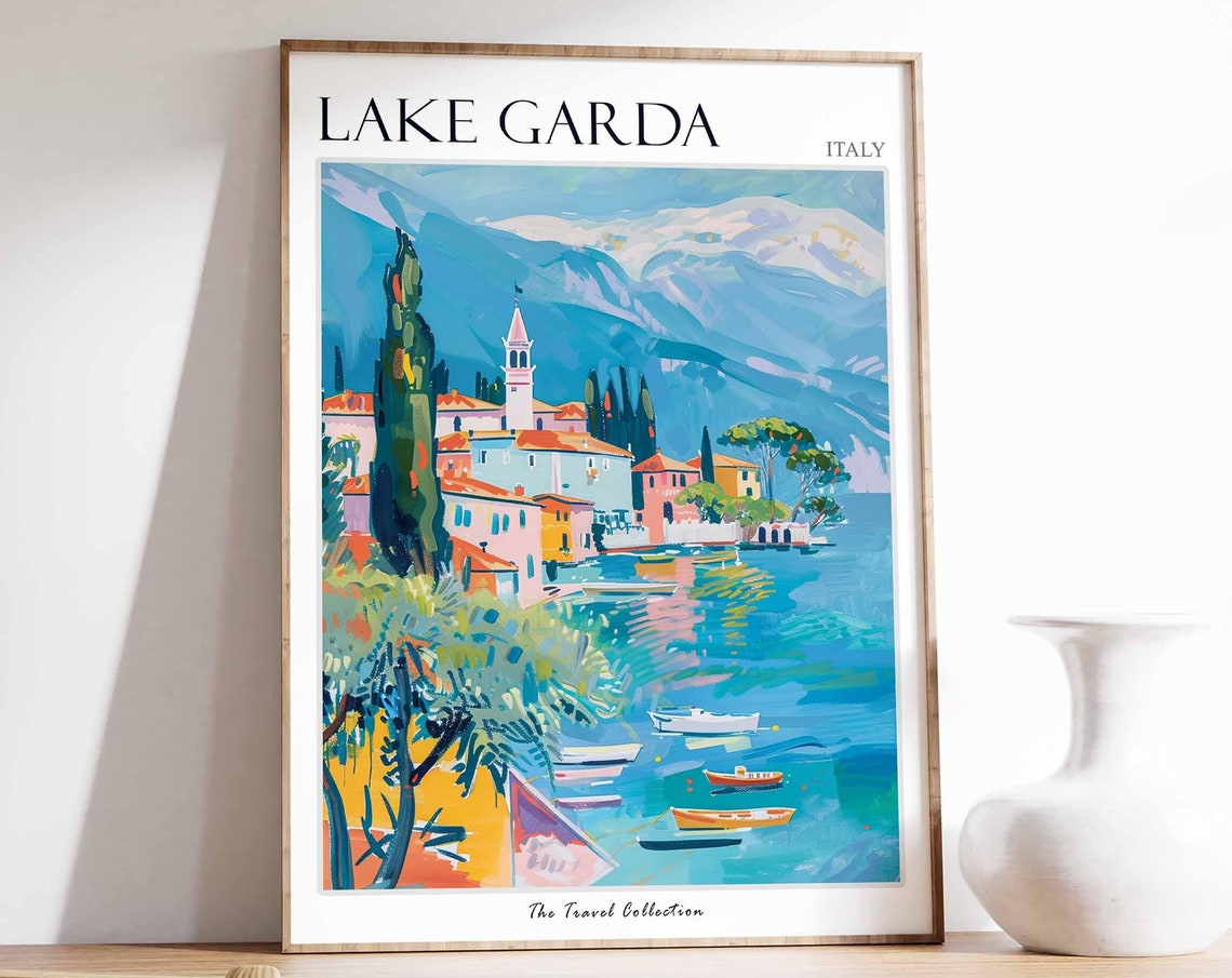 Lake Garda Poster Lake Garda Travel Print Italy Wall Art Italian Travel Print Italian Decor Italian Gift Lake Garda Wall Art