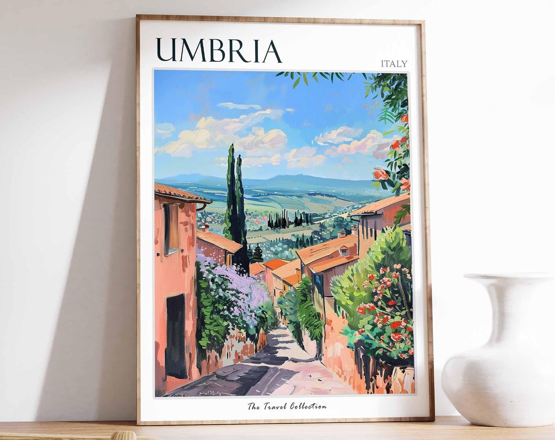 Umbria Poster Umbria Travel Print Italy Wall Art Italian Travel Print Italian Decor Italian Gift Umbria Wall Art