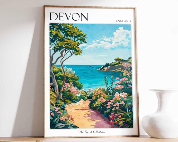 Devon Poster England Travel Print Devon Travel Art Devon Wall Art England Travel Devon Home Decor Devon Travel Gift