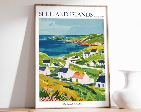 Shetland Islands Poster Scotland Poster Island Poster Scottish Decor Travel Print Wall Art Scotland Travel Shetland Landscape