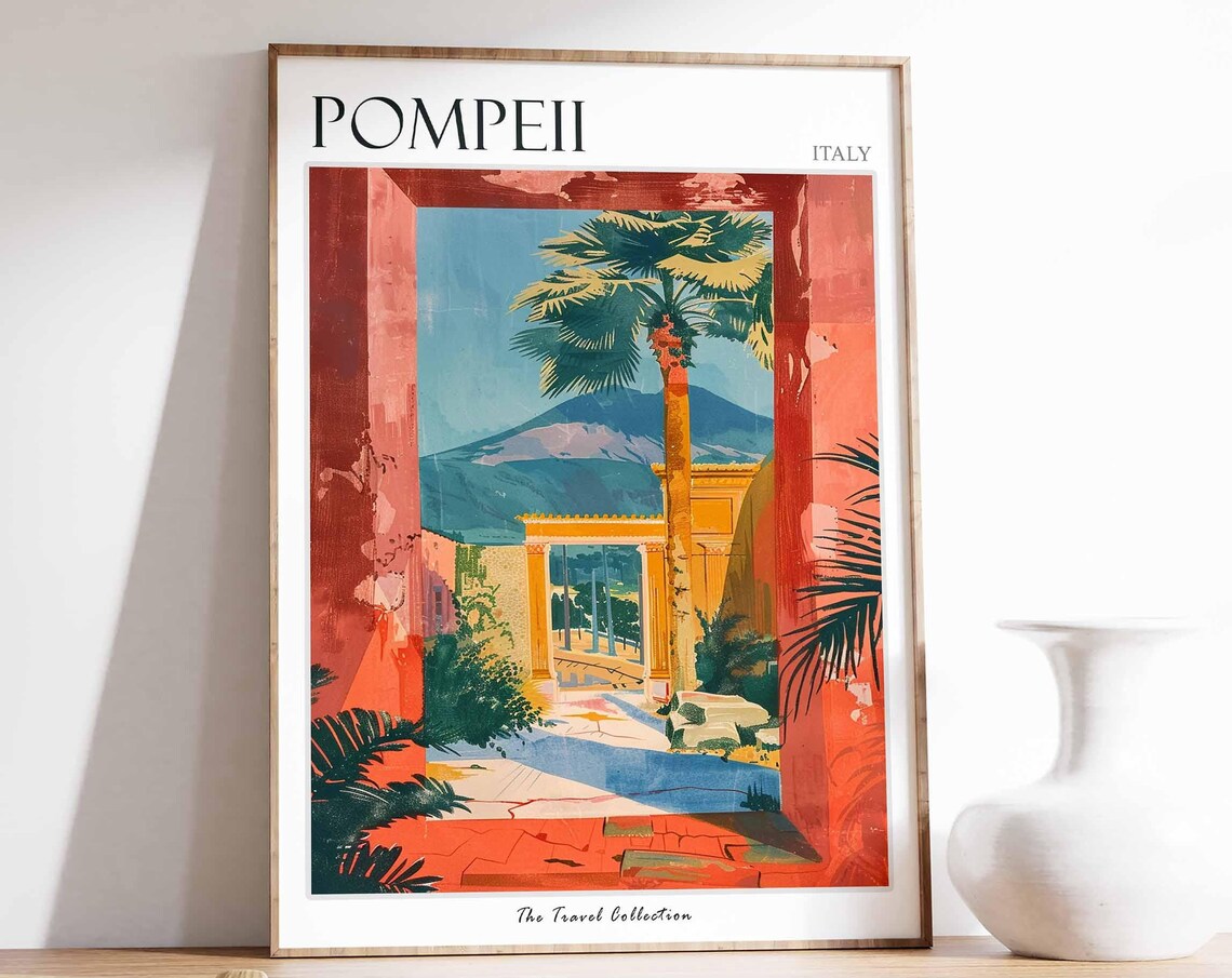 Pompeii Travel Poster, Italy Wall Art Print