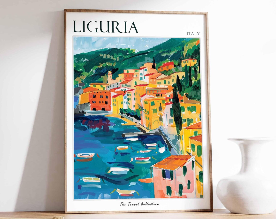 Liguria Poster Liguria Travel Print Italy Wall Art Italian Travel Print Italian Decor Italian Gift Liguria Wall Art