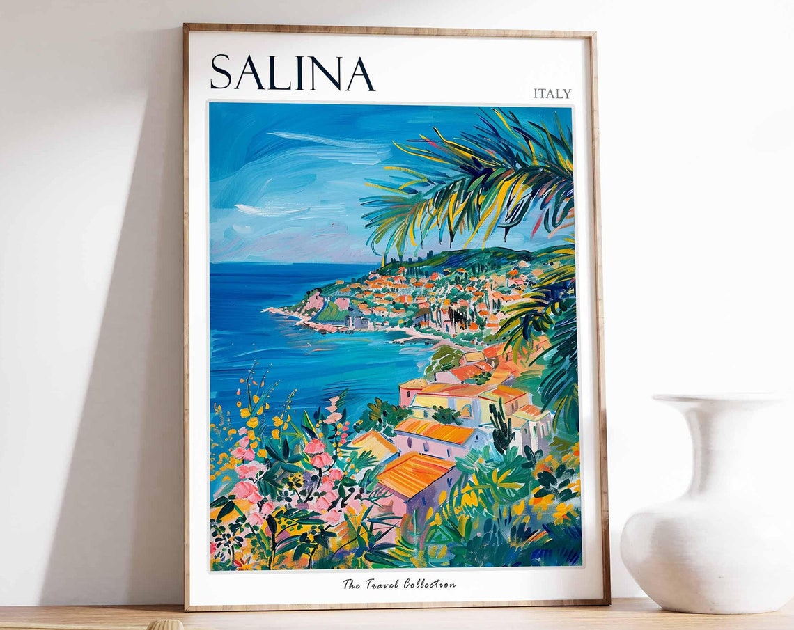 Salina Poster Salina Travel Print Italy Wall Art Italian Travel Print Italian Decor Italian Gift Salina Wall Art