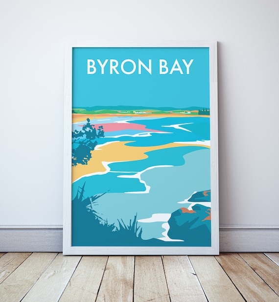 Byron Bay Beach Travel Print, Surf Coast
