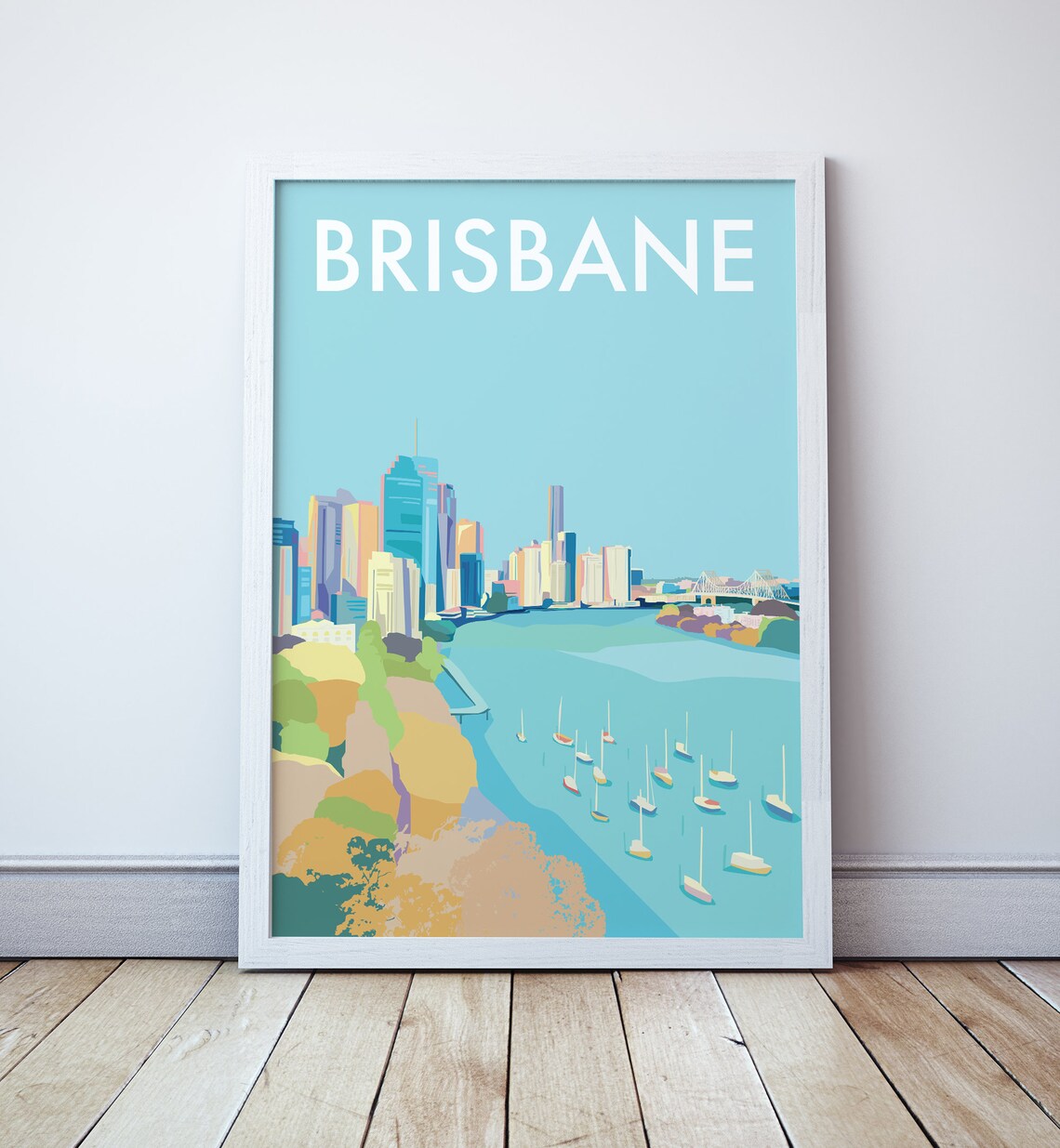 Brisbane City Travel Poster, Queensland Australia
