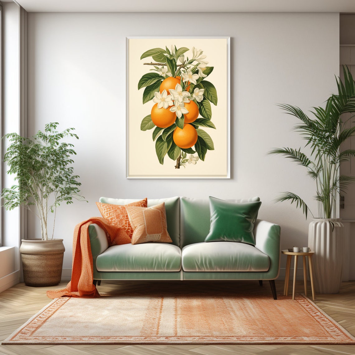 Vintage Floral Oranges Art Print, Retro Botanical - Image 5